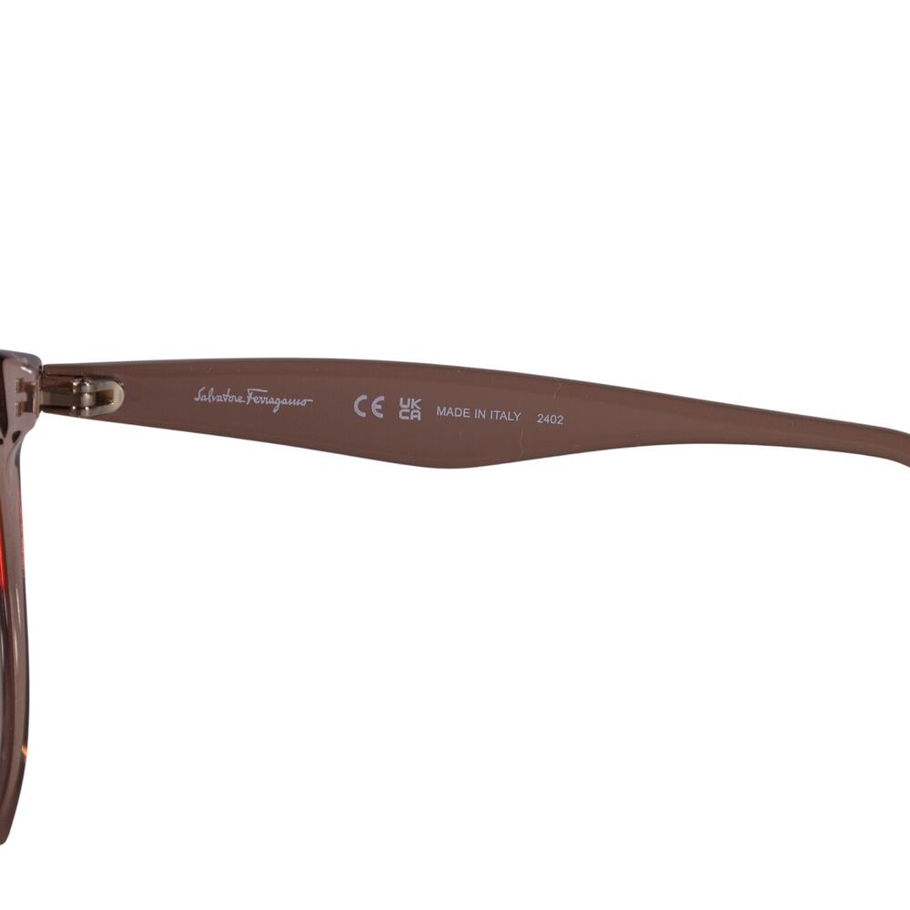 Salvatore Ferragamo Round Cat Eye Sunglasses-Transparent Sand/Sand Gradient-NWT - Picture 4 of 11